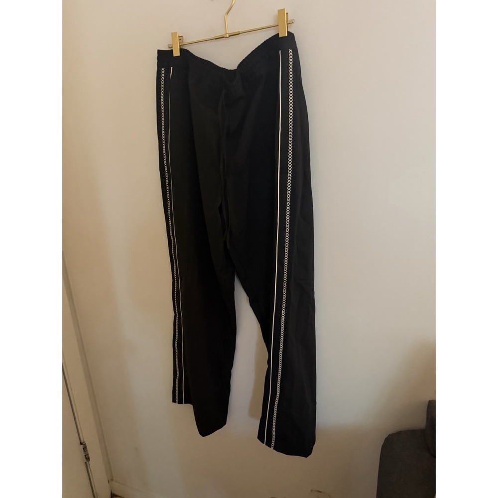 Zara Black Dress Pants Pull On With Stripes Down Side Size L - Picture 6 of 7